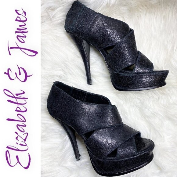 ELIZABETH & JAMES Milla Black Platform Open Toe Stiletto Bootie, Size 7 - Picture 11 of 11